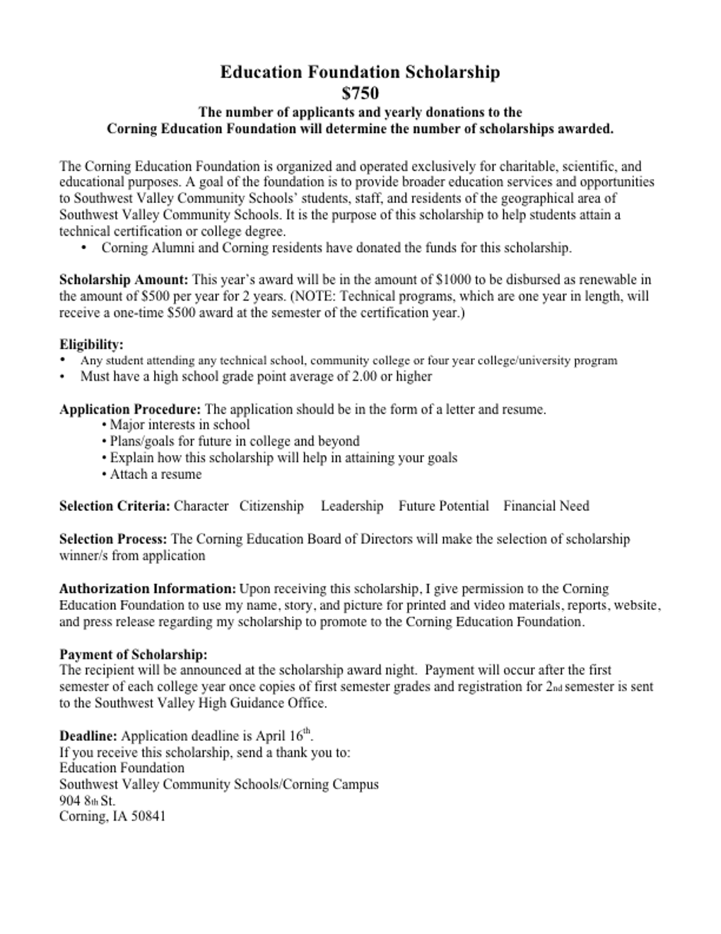 Leadership 1000 Scholarship0